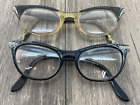 Vintage Lot of 2 Cat Eye Glasses Womens Black Bifocals Single Vision