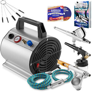 Premium Dual Action Airbrush Kit with 3 Airbrushes