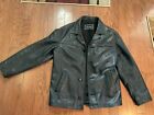Guess Leather Jacket Men’s Large Black  Vintage Pockets Collared Heavy Lined M