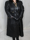 Womens Leather Trench Coat Black M-L-XL Long Etienne Aigner Vintage 70s 80s Rare