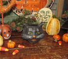 Bethany Lowe Halloween Paper Mache Sassy Happy Black Cat Mini Bucket TJ0200