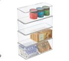 mDesign Kitchen Pantry/Fridge Storage Organizer Box - Hinged Lid set of 4