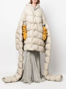 Rick Owens Beige Geth Feather-Down Puffer Jacket Coat