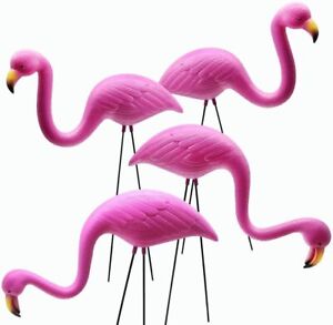 Pink Flamingo Yard Outdoor Lawn Garden Decor Art Plastic Ornament Statue 4 Pack