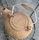 Antique Primitive Cast Iron Tea Pot Kettle Swivel Lid, Coiled Wire Handle