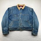 Polo Ralph Lauren Jacket Mens L Trucker Denim Jean Plaid Lined Made USA Vintage