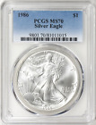1986 PCGS MS70 Silver American Eagle 1st year of Issue