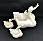 Hull Pottery Imperial #23 White Glazed Swan & 2 Babies Planter or Centerpiece