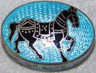 ​Vintage Horse Floral Blue Guilloche Enamel Sterling Silver Pill Trinket Box