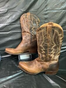 El Dorado Mens Brown Mid Calf Almond Toe Pull On Western Boots Size 12D