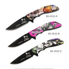 8” Spring Assisted 3D Joker Handle Drop Point Blade Folding Pocket Knife
