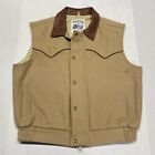 Schaefer Men's Brown Wool Full Zip Western Vest Size L Made in USA Ranchwear