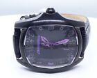 Chronotech Womens Wristwatch  Leather Grey Swarovski Crystal 7107L Purple Hands