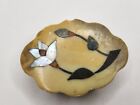Carved Soap Stone Trinket Box W/Mother-of-Pearl Inlay On Lid, Hand Crafted