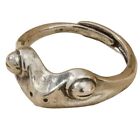 Frog ring, adjustable silver color metal