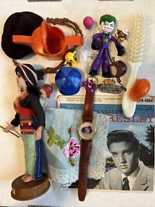 Junk Drawer Mx’d Lot Wholesale Flea Market Toys Figure Watch Handkerchief Elvis
