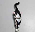Sterling Silver Black & White Tuxedo Cat Enamel Brooch Pin Vintage Jewelry 925