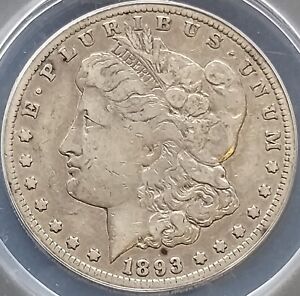 1893-CC Morgan Silver Dollar - Very Fine VF20 - Toned Carson City Key Date!