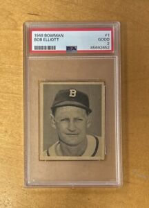 New Listing1948 Bowman Baseball Bob Elliott Boston Braves Card #1 PSA 2