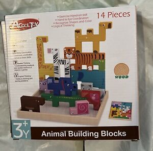 Children's animal block puzzle ACOOL Toy 14 Piece Animal Building Blocks