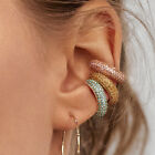 Women Crystal Earrings Ear Cuff C Shaped Rhinestone Clip on Bohemia Earring Gift