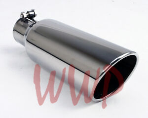 Stainless Steel Polished Angle Cut Roll Exhaust Tip 2.5