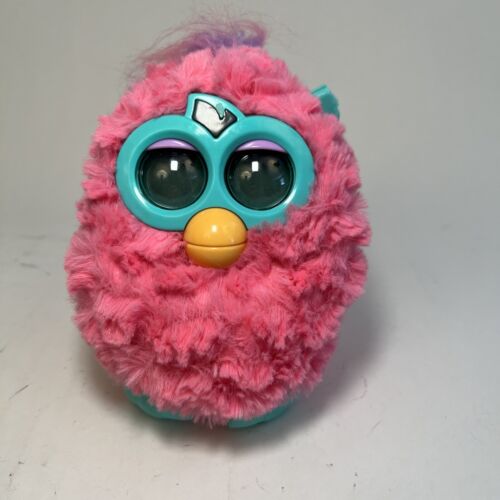 Furby Hot Pink Teal Cotton Candy Hasbro 2012 WORKS/TESTED Ears Broken Off