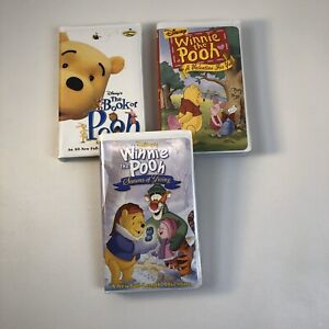 3 Disney's Winnie The Pooh VHS Tapes A Valentine For You Seasons Giving Book Of