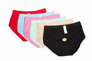 Lot of 6 Women Briefs Full Cover Cotton Underwear Mixed Color S M L XL 2XL 20000