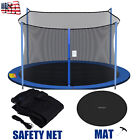 12 13 14 15 FT Trampoline Mat 72 88 96 Rings and Safety Net 4-8 Poles Enclosure