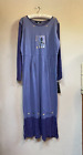 Fenini Womens Large Long Sleeve Maxi Dress Embroidered Castle Cotton Blue New