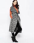 Mela Loves London Sleeveless Wool Blend Brush Woven Checked Gilet Coat One Size