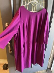 Tahari Arthur S Levine Dress Womens Plus Size 22W 22 3X Dark Magenta Pink