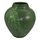 Ephraim Faience 2001 Hand Made Art Pottery Sumac Matte Green Ceramic Vase 104