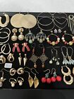 LOT OF 37 PAIR GOLD TONE PIERCED EARRINGS, ASSORTMENT, VINTAGE-NOW