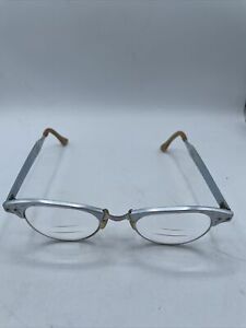 VTG 1960’s Art Craft Aluminum Women’s Eyeglasses Cat Eye Retro Silver Tone 12KGF