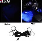 USB Car Foot Atmosphere Lamp Blue LED Interior Seat Ambient Decor Accessories US