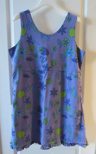 Fresh Produce Style 100% Cotton Purple Floral Tank Dress w/ Ruffle Decor Size XL