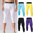 Men Basketball Sports Tight Pants 3/4 Compression Workout Leggings Running Tight