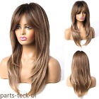 Long Natural Straight Ombré Brown Wigs with Bangs Hair Women Fanshion 23In Daliy