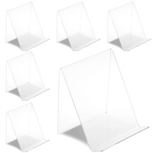 6-Pack Acrylic Book Stands for Display, Clear Easel, Clear Book Stand, 4.5x5 in