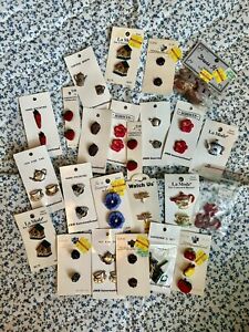 Vintage Button lot Gardening Themed Buttons Sew Birds, Flowers, Tea Time,