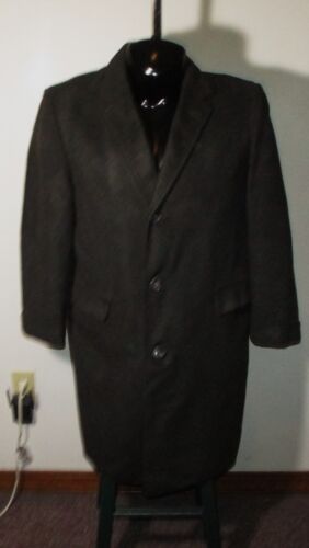 Men's Vintage 100% Cashmere Dark Gray Overcoat Size 42 Short