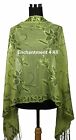 Elegant Lace Floral Pattern Scarf Shawl Wrap w/ Sequin & Crochet Fringe, Green