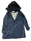 Womens Michael Kors S Button Up Black Hooded Pea Coat Rain Jacket