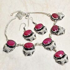 Ruby Gemstone Ethnic Handmade Necklace+Earring Jewelry 42 Gms AN 53456