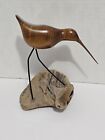 Vintage Hand Carved Watnut Bird By The Sea Signed By Artist SH2