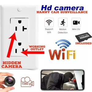 Hidden Camera Wall AC Outlet Home Security Nanny Camera Audio Video Recorder