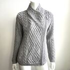 Aran Sweater Market Cable Knit Sweater Cardigan Women's Size Medium Gray Zip Up