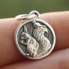 Squirrel Charm Pendant In Real 925 Sterling Silver Vintage Forest Animal Lover